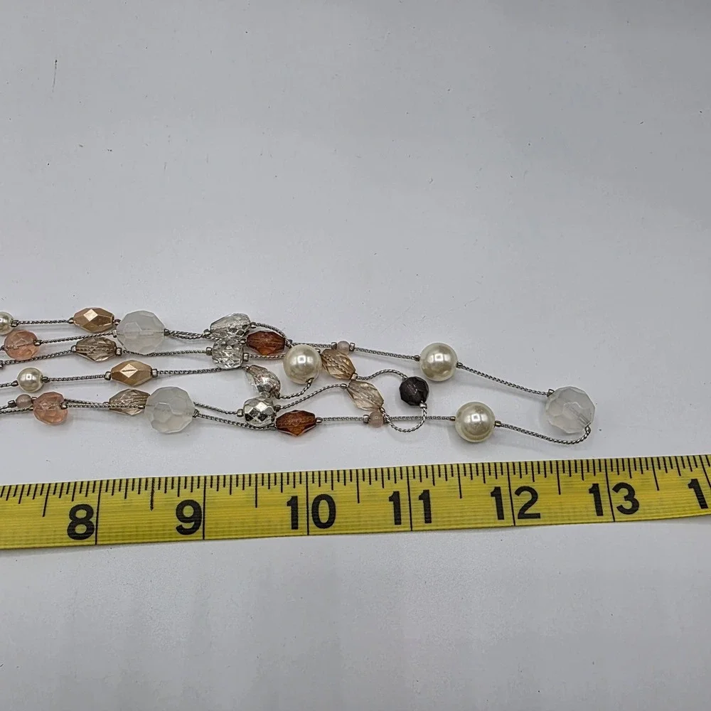 Lia Sophia Multi Strand Silver‎ Tone Multicolor Plastic Beads Adjustable 13